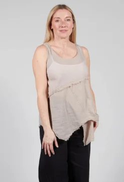 Pal Offner Tops^Vest Top with Raw Edges in Greige