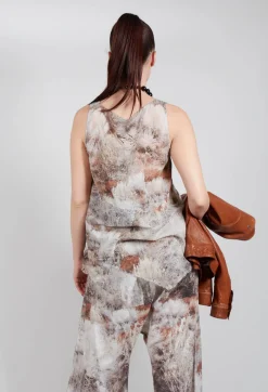 Pal Offner Tops^Vest Top with Raw Edges in Steppe Bronze