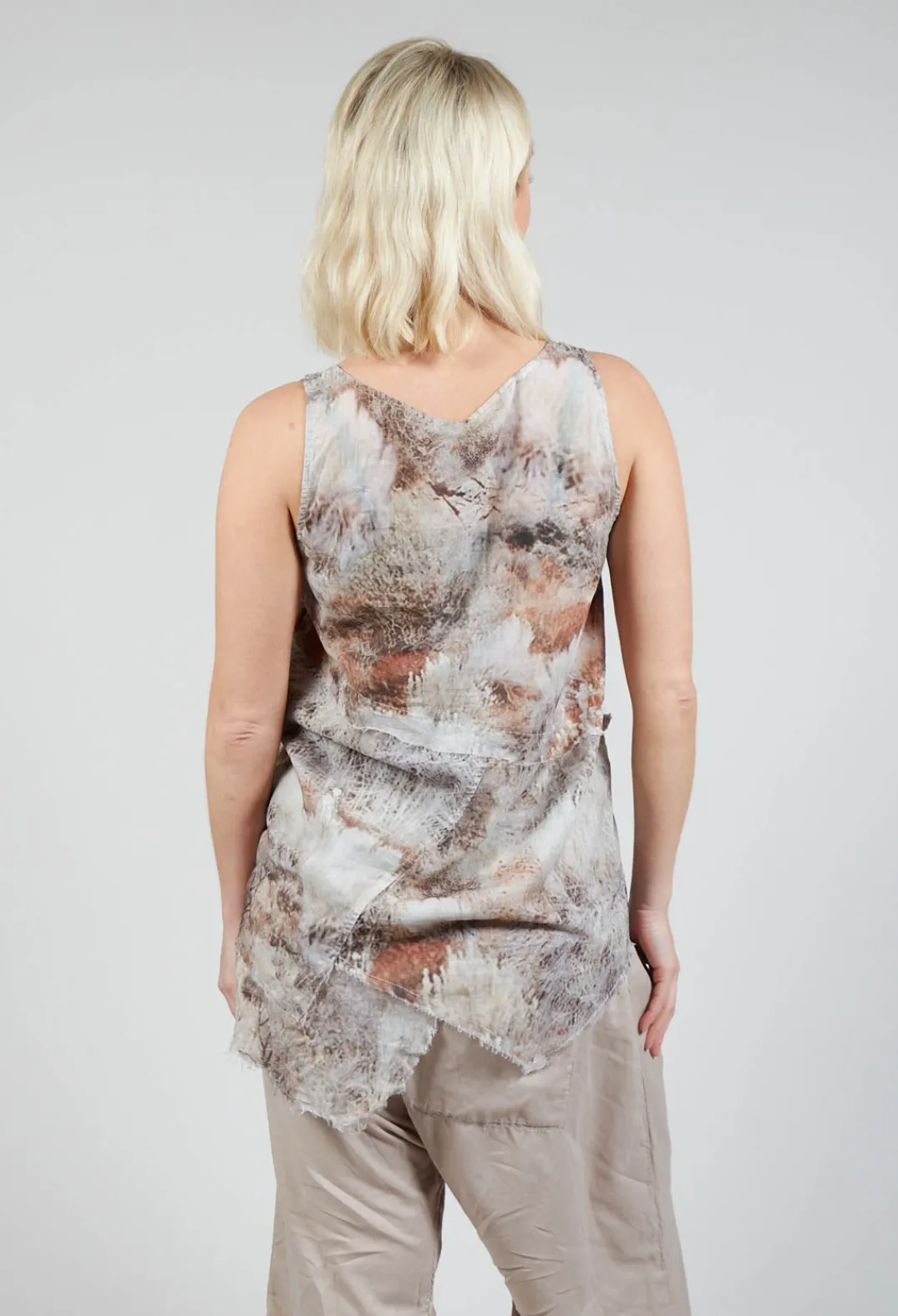 Pal Offner Tops^Vest Top with Raw Edges in Steppe Bronze