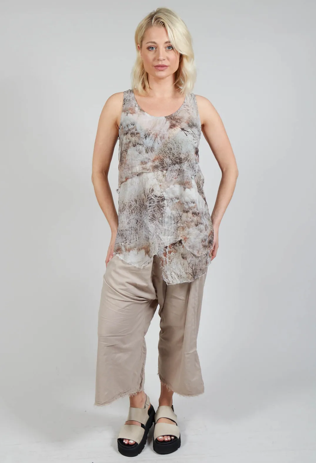 Pal Offner Tops^Vest Top with Raw Edges in Steppe Bronze