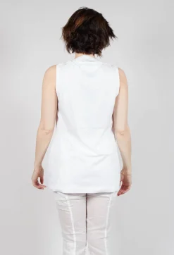 Rundholz Dip Tops^Vest Top with Square Neckline in Bleach and Mandarine Print