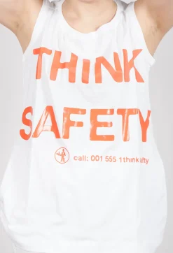 Rundholz Dip Tops^Vest Top with Square Neckline in Bleach and Mandarine Print