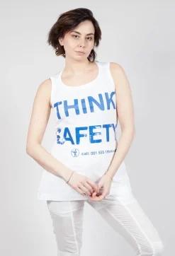 Rundholz Dip Tops^Vest Top with Square Neckline in Bleach and Royal Print