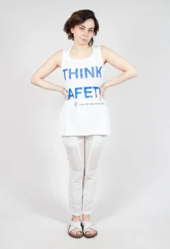 Rundholz Dip Tops^Vest Top with Square Neckline in Bleach and Royal Print