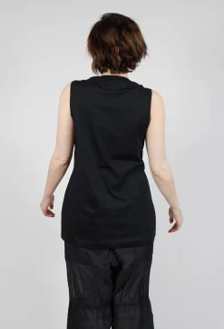 Rundholz Dip Tops^Vest Top with Square Neckline in Black and Black Print