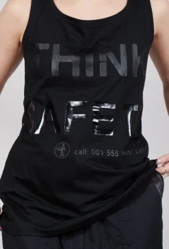 Rundholz Dip Tops^Vest Top with Square Neckline in Black and Black Print