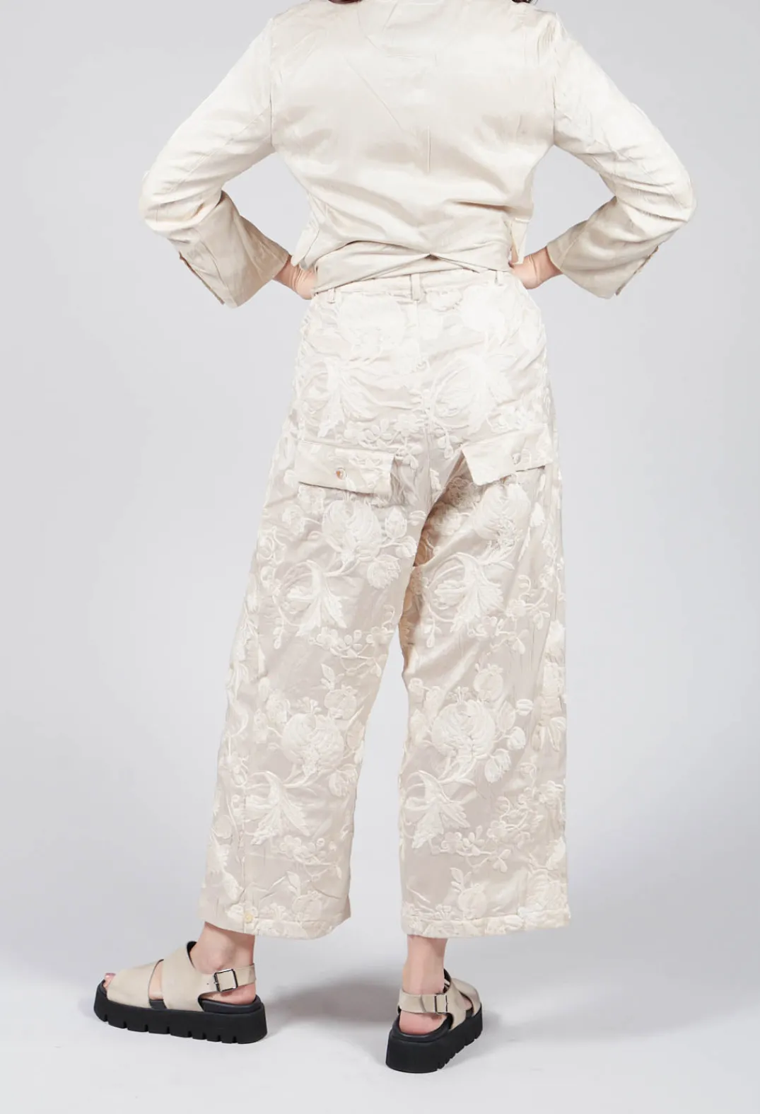 Aleksandr Manamis Trousers^Vielles Fleurs Loose Trousers in Cream
