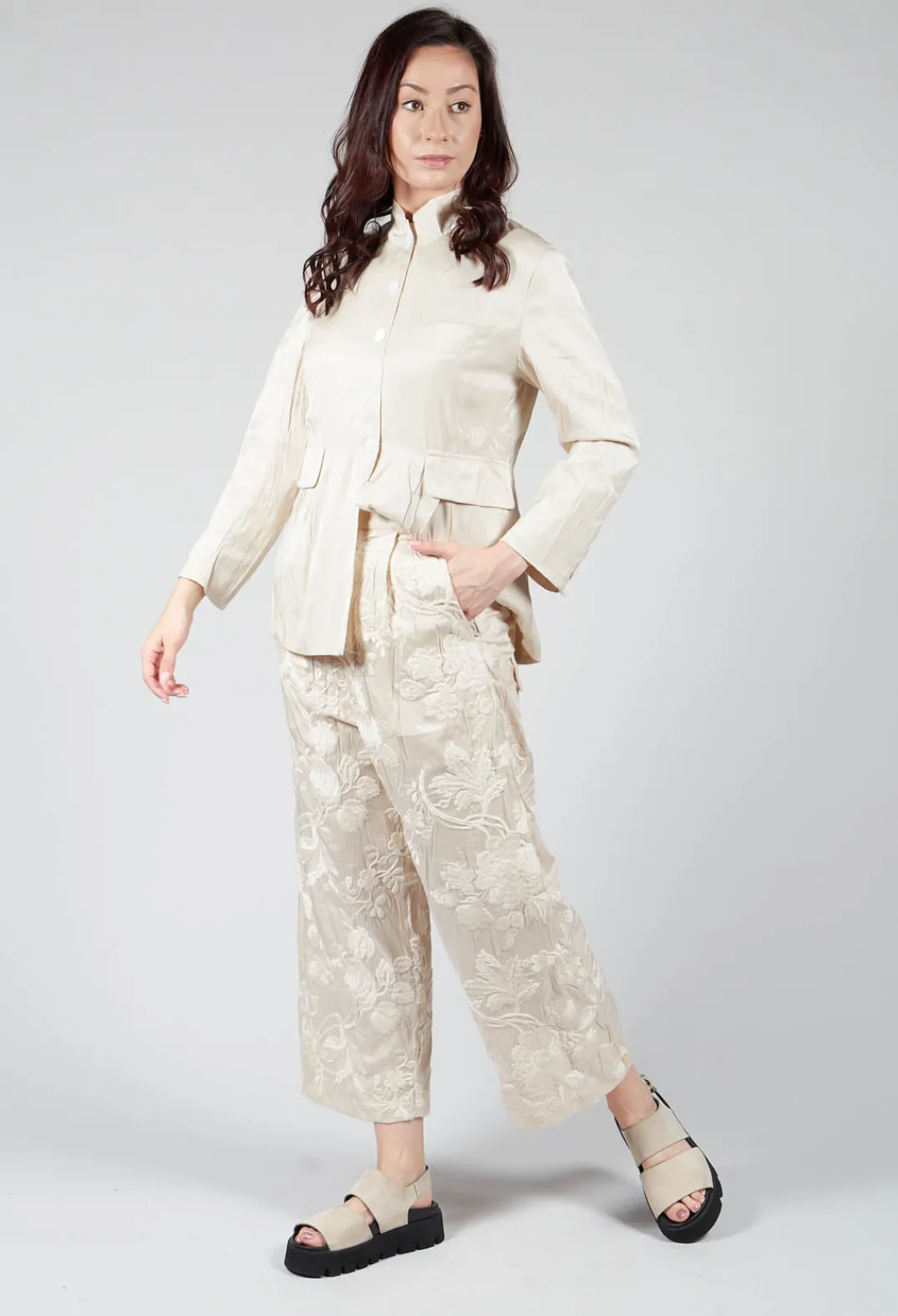 Aleksandr Manamis Trousers^Vielles Fleurs Loose Trousers in Cream