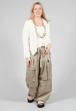 Isabel Benenato Cardigans^V-Neck Boxy Cardigan in White