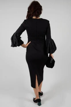 Mei Meij Dresses^V-Neck Jersey Shift Dress in Nero