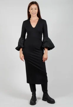 Mei Meij Dresses^V-Neck Jersey Shift Dress in Nero