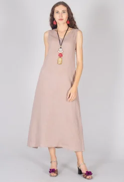 Sarah Pacini Shirts & Blouses^V-Neck Linen Dress in Dusky Pink