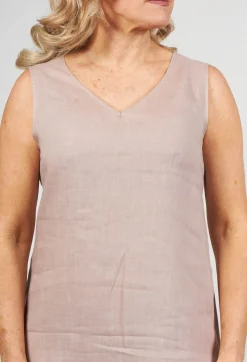 Sarah Pacini Shirts & Blouses^V-Neck Linen Dress in Dusky Pink