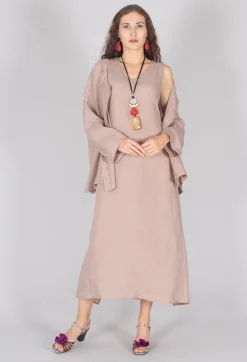 Sarah Pacini Shirts & Blouses^V-Neck Linen Dress in Dusky Pink