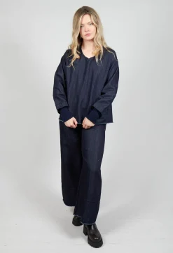 Aequamente Shirts & Blouses^V-Neck Shirt in Denim