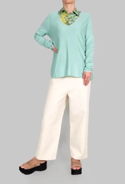 Maliparmi Jumpers^V-neckline Jumper in Verde Acqua-Water