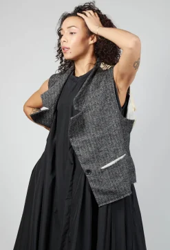 Marc Point Jackets^Waistcoat with Contrasting Back in Grey and Cream