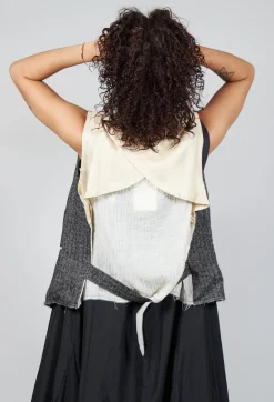 Marc Point Jackets^Waistcoat with Contrasting Back in Grey and Cream