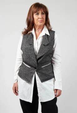 Marc Point Jackets^Waistcoat with Contrasting Back in Grey and Cream