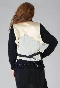Marc Point Jackets^Waistcoat with Contrasting Back in Black and Cream