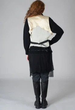 Marc Point Jackets^Waistcoat with Contrasting Back in Black and Cream