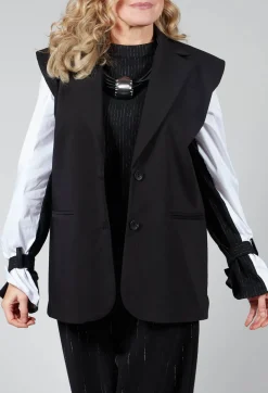 Nostra Santissima Jackets^Waistcoat with Shoulder Pads in Black