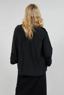 Sfizio Shirts & Blouses^Washed Silk Blend Shirt with Lace in Dark Grey
