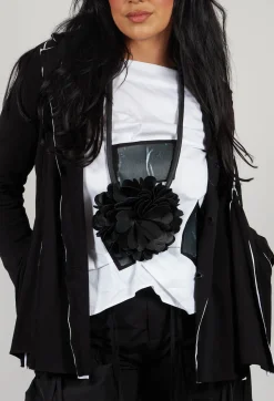 Bread and Butter Jackets^White Raw Edging Jacket in Black