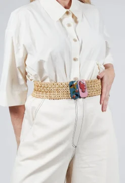Exquisite J Belts^Wide Elasticated Woven Belt with Buckle Detail