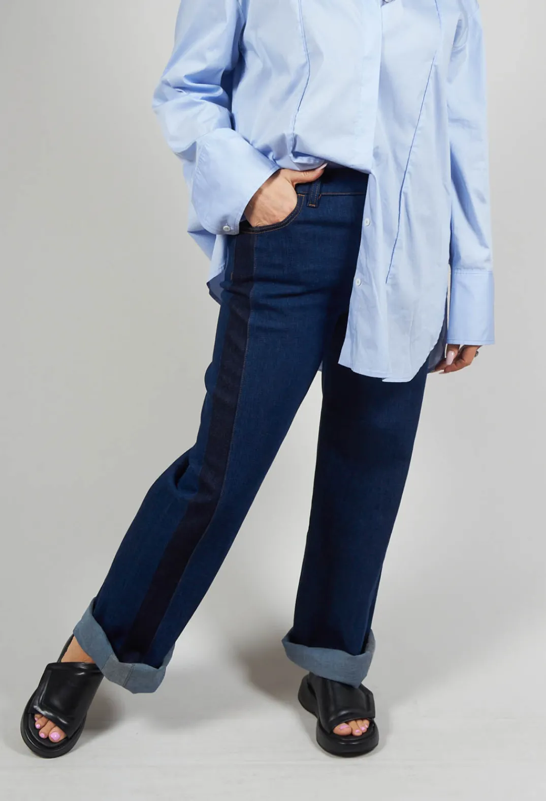 Malloni Jeans|Co-ords & Suits^Wide Leg Denim Jeans in Aragonite Indigo