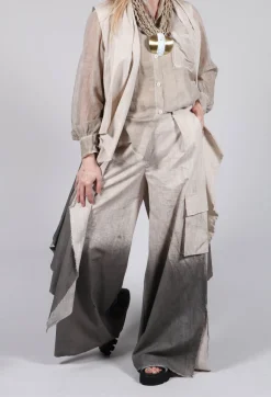 Sanctamuerte Trousers^Wide Leg Ombre Trousers in Cotone Degrade Sand