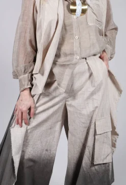 Sanctamuerte Trousers^Wide Leg Ombre Trousers in Cotone Degrade Sand