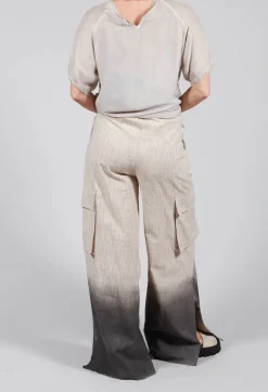 Sanctamuerte Trousers^Wide Leg Ombre Trousers in Cotone Degrade Sand