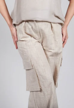 Sanctamuerte Trousers^Wide Leg Ombre Trousers in Cotone Degrade Sand