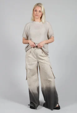 Sanctamuerte Trousers^Wide Leg Ombre Trousers in Cotone Degrade Sand