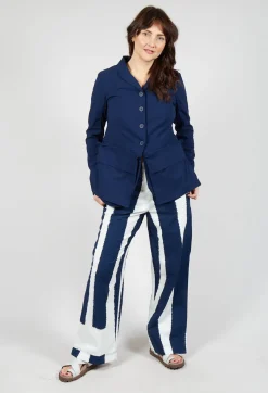 Rundholz Black Label Trousers^Wide Leg Pull On Trousers in Navy Print