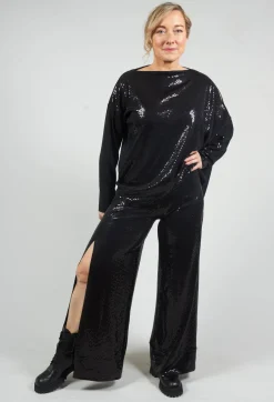 Xenia Design Co-ords & Suits^Wide Leg Sequin Pants Aubi in Black