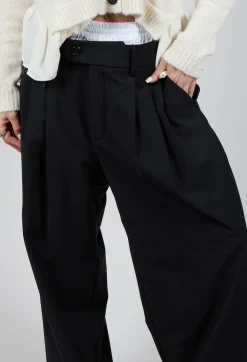 Mei Meij Trousers^Wide Leg Tailored Trousers in Nero and Off White