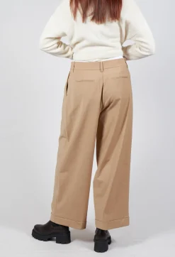 Mei Meij Trousers^Wide Leg Tailored Trousers in Camel and Off White
