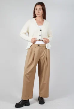 Mei Meij Trousers^Wide Leg Tailored Trousers in Camel and Off White