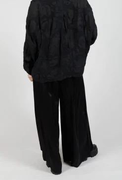 Sanctamuerte Trousers^Wide Leg Trousers in Ciniglia e Raso Viscosa Tinto Freddo Nero