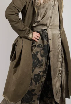 Sanctamuerte Trousers^Wide Leg Trousers in Raso di Viscosa Stampato Green Tuscany