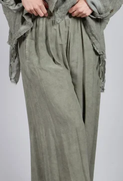 Sanctamuerte Trousers^Wide Leg Trousers in Viscosa Tinto Marmorizzato Olive