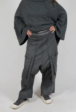 Rundholz Dip Trousers^Wide Leg Trousers with Statement Pockets in Coal Cloud
