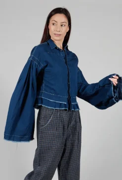 Umit Unal Shirts & Blouses^Wide Sleeve Shirt with Distressed Detail in Dark Navy