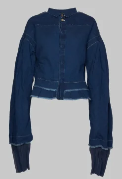 Umit Unal Shirts & Blouses^Wide Sleeve Shirt with Distressed Detail in Dark Navy