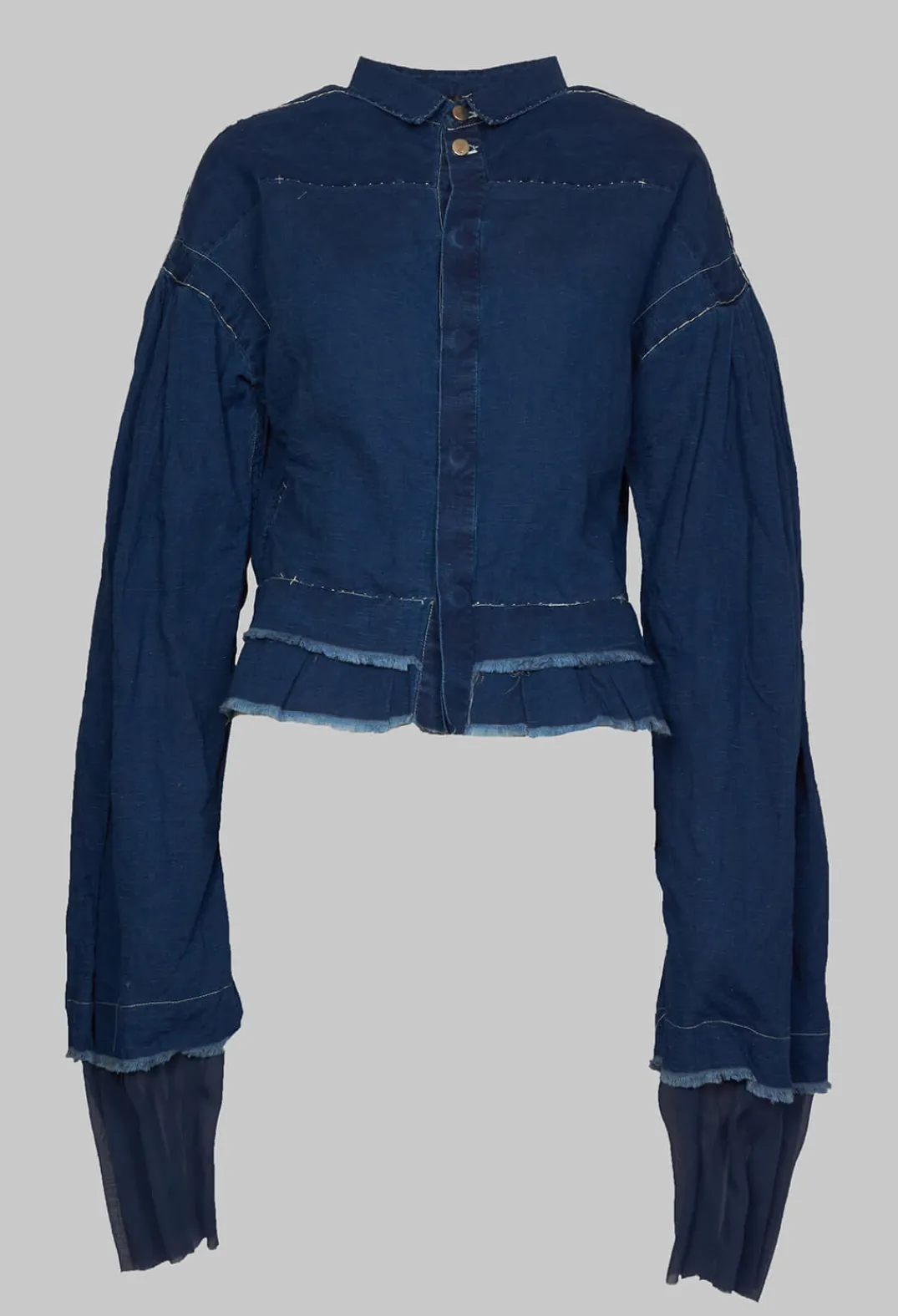 Umit Unal Shirts & Blouses^Wide Sleeve Shirt with Distressed Detail in Dark Navy