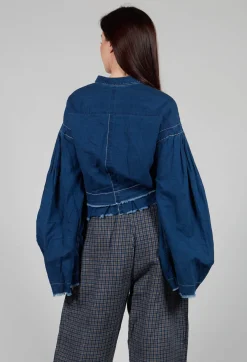 Umit Unal Shirts & Blouses^Wide Sleeve Shirt with Distressed Detail in Dark Navy