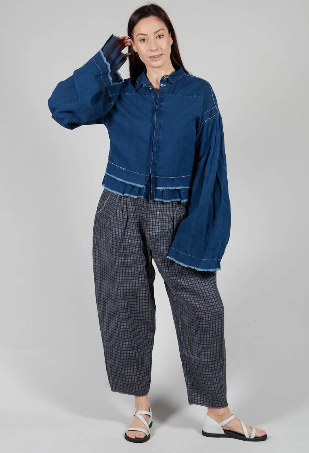 Umit Unal Shirts & Blouses^Wide Sleeve Shirt with Distressed Detail in Dark Navy
