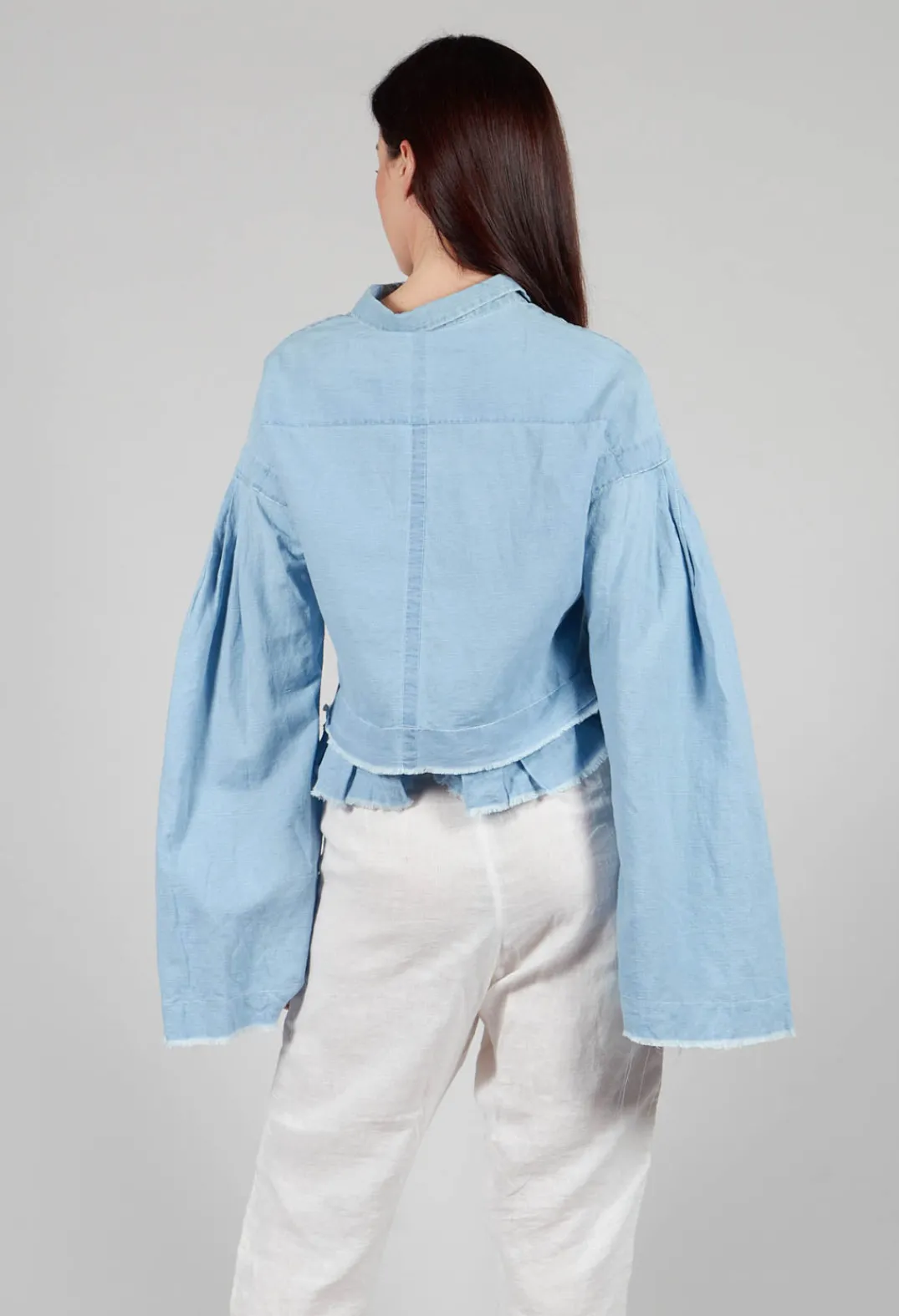 Umit Unal Shirts & Blouses^Wide Sleeve Shirt with Distressed Detail in Light Blue
